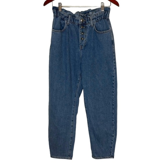 Zara Womens Paperbag Waist Baggy Jeans - Picture 3 of 12